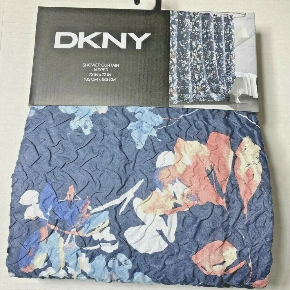 DKNY Jasper Wallflower Microsculpt Gray Floral Fabric Shower Curtain 72
